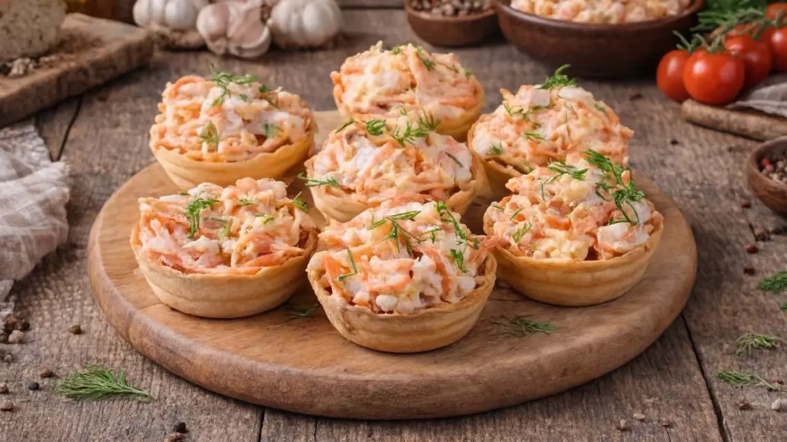 Paniers farcis au saumon et fromage frais : apéritif festif prête en 50 minutes