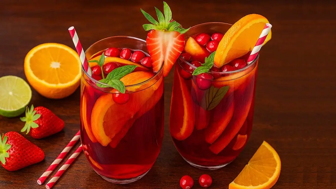 Sangria estivale sans alcool aux fruits rouges boisson fraîche et festive