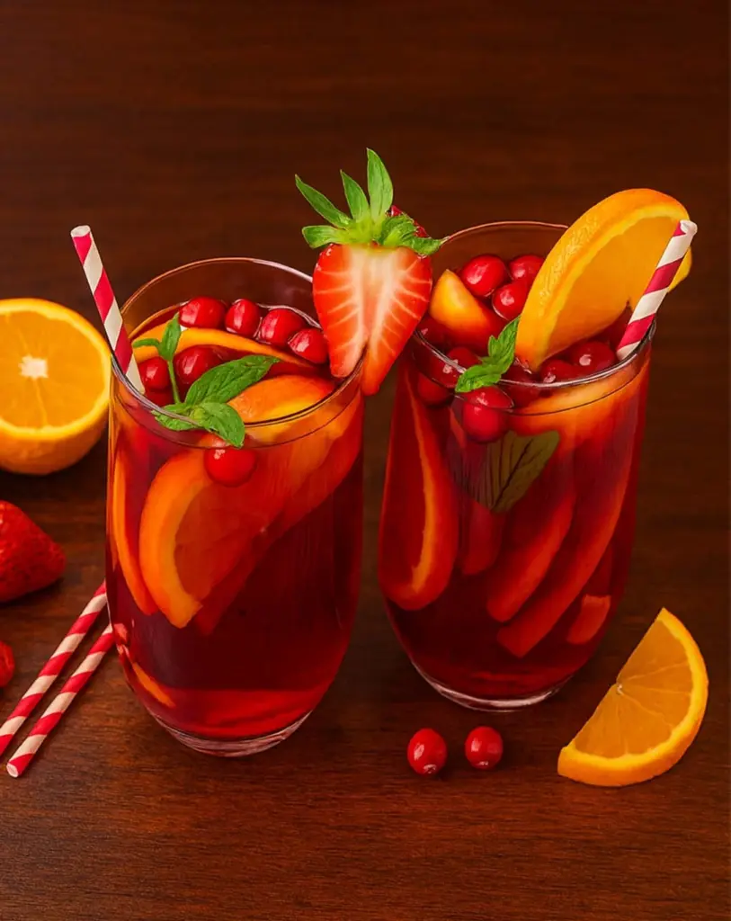 Sangria estivale sans alcool aux fruits rouges : boisson fraîche et festive