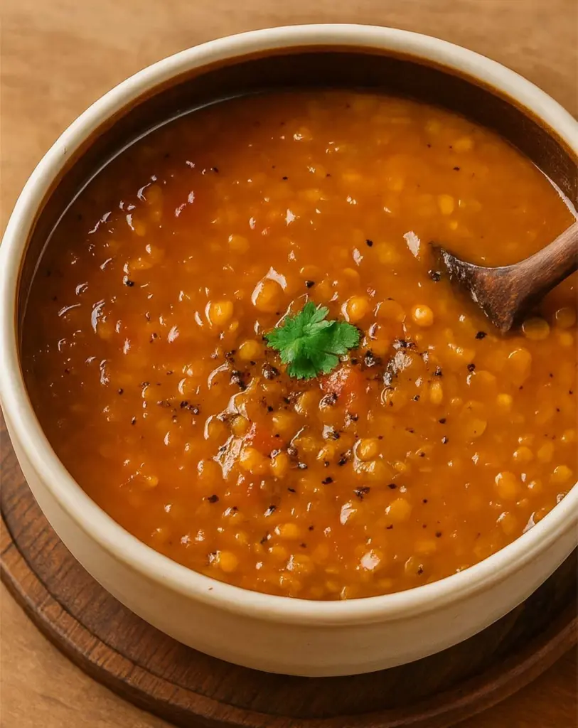Soupe de lentilles épicée facile et rapide prête en 35 minutes