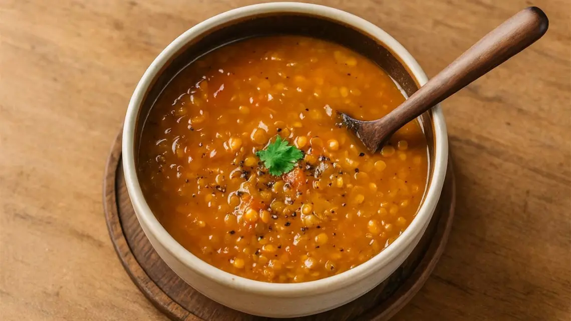 Soupe de lentilles épicée facile et rapide prête en 35 minutes