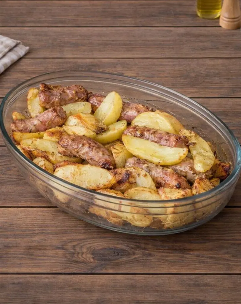Saucisse et pommes de terre au four : plat familial en 45 minutes