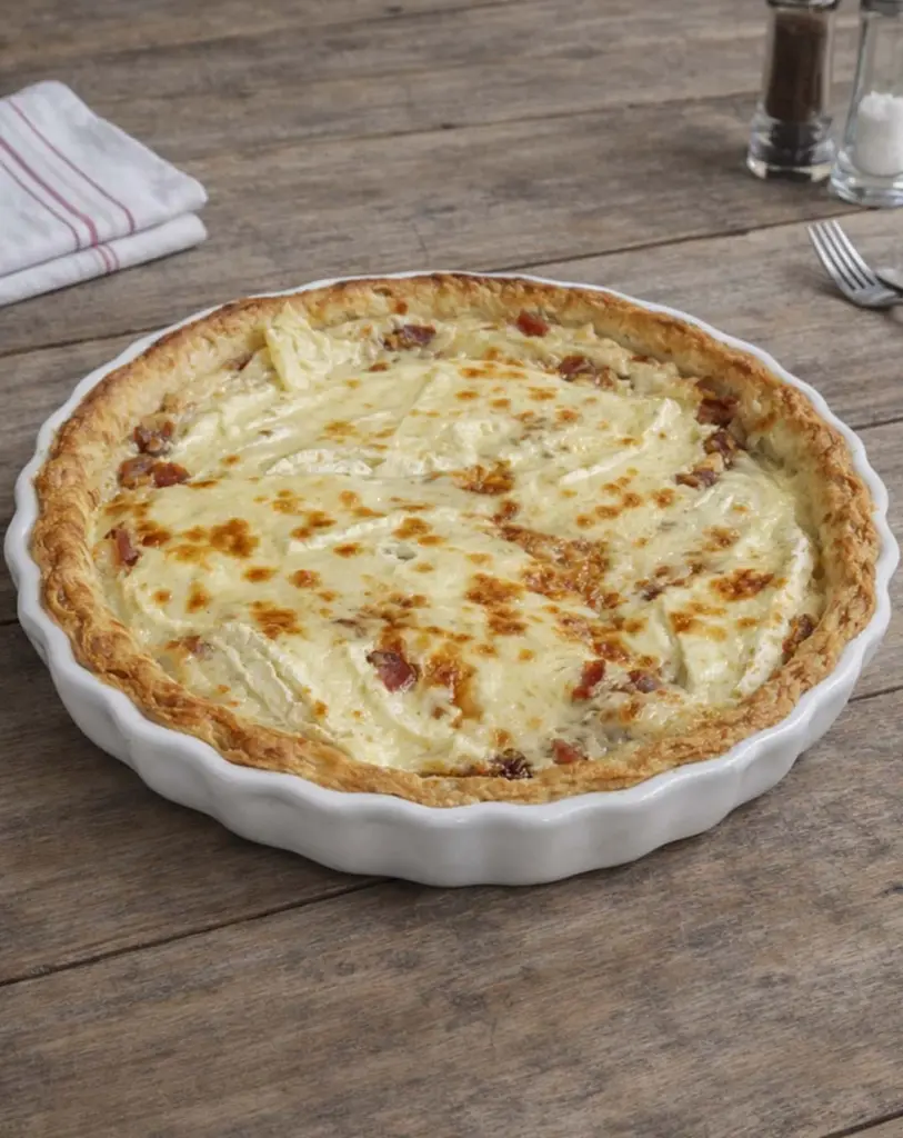 Tarte oignon pommes de terre au camembert : prête en 45 minutes