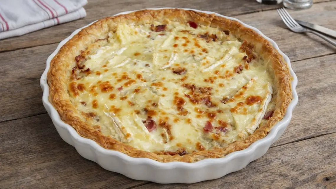 Tarte oignon pommes de terre au camembert : prête en 45 minutes