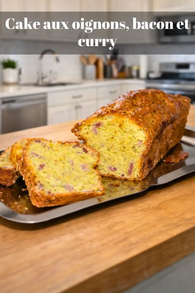 Cake aux oignons, bacon et curry idée apéritif simple et rapide