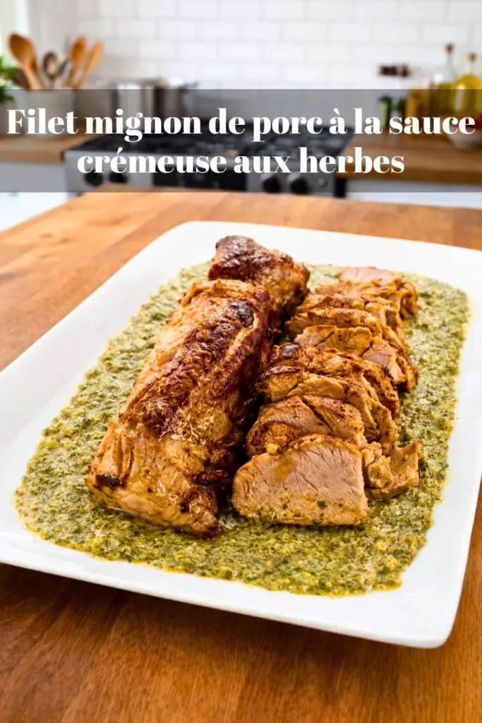 Filet mignon de porc à la sauce crémeuse aux herbes