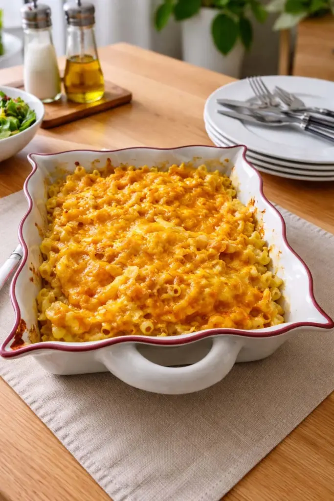 Gratin de macaronis au cheddar et lardons : plat familial prêt en 30 minutes