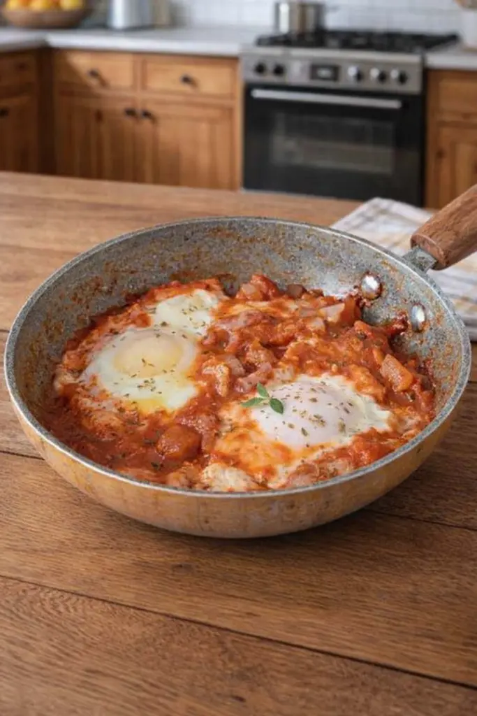 Œufs à la paysanne aux pommes de terre et tomates