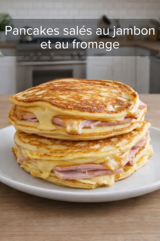 Pancakes salés au jambon et au fromage
