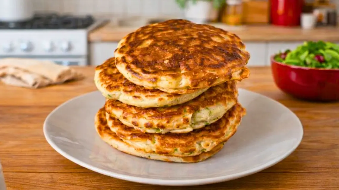 Pancakes salés aux poireaux, jambon et Comté – ultra moelleux au yaourt