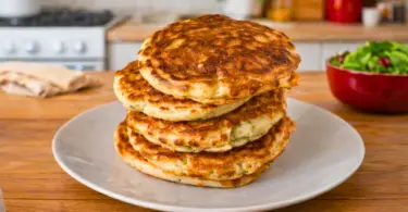 Pancakes salés aux poireaux, jambon et Comté – ultra moelleux au yaourt