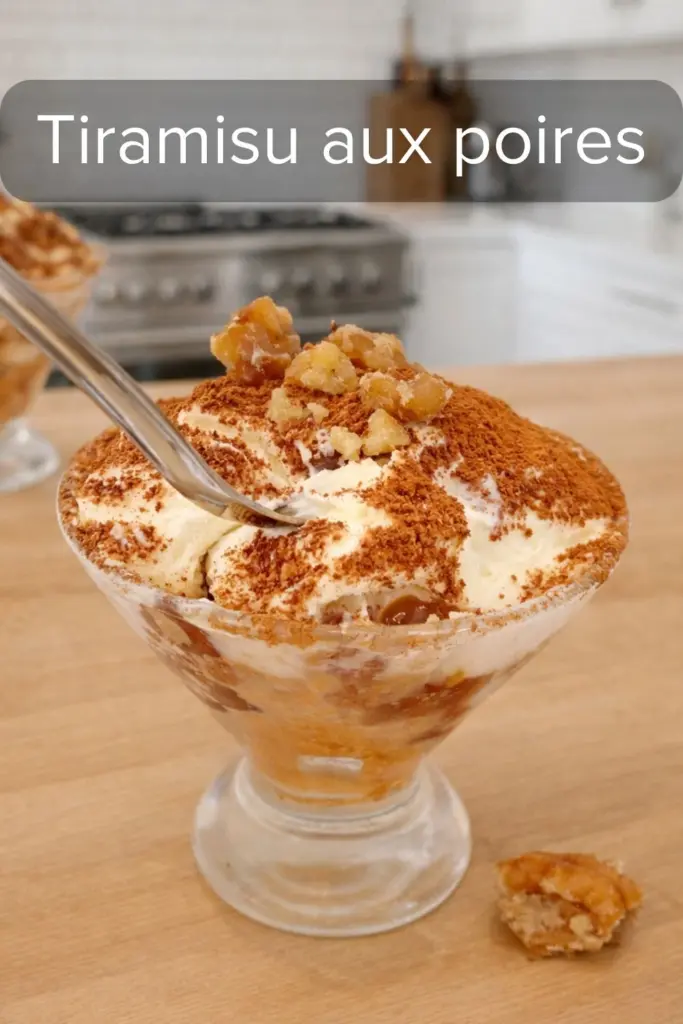 Tiramisu aux poires, crème de marrons et chocolat noir – recette maison sans cuisson