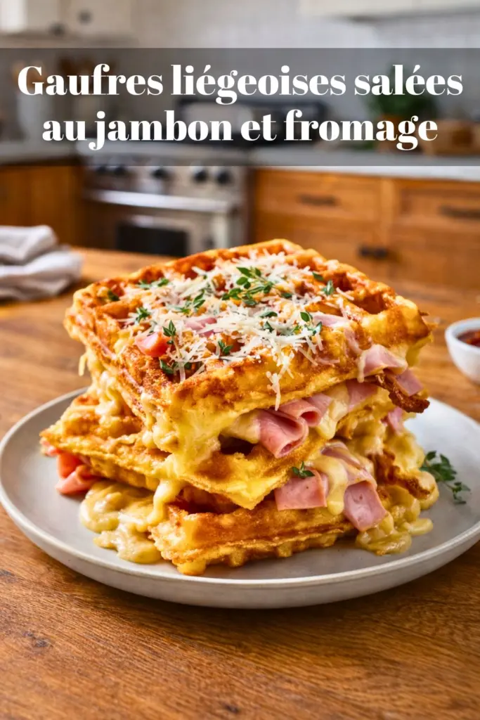 Gaufres liégeoises salées au jambon et fromage : comme un croque-monsieur