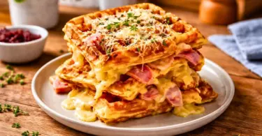 Gaufres liégeoises salées au jambon et fromage : comme un croque-monsieur