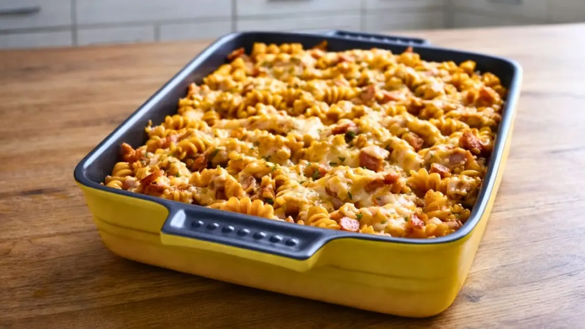 Gratin de macaronis aux légumes et au jambon : plat familial facile et économique