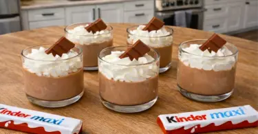 Mousseline liégeoise aux Kinder en verrines – dessert chocolaté facile et crémeux