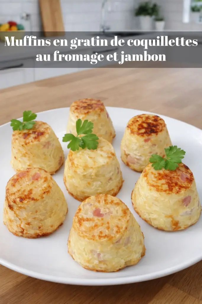 Muffins en gratin de coquillettes au fromage et jambon : idée repas rapide au four