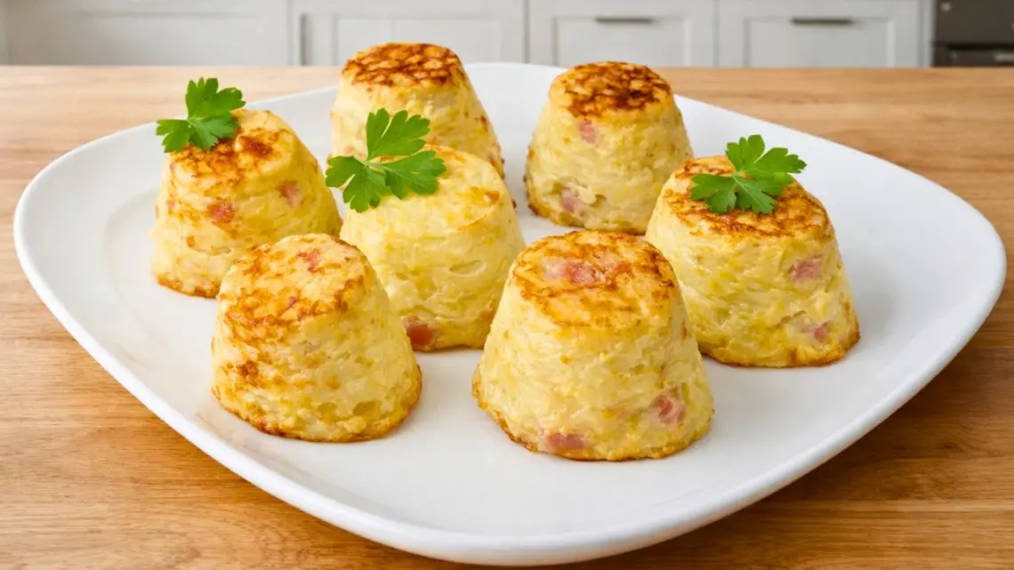 Muffins en gratin de coquillettes au fromage et jambon : idée repas rapide au four