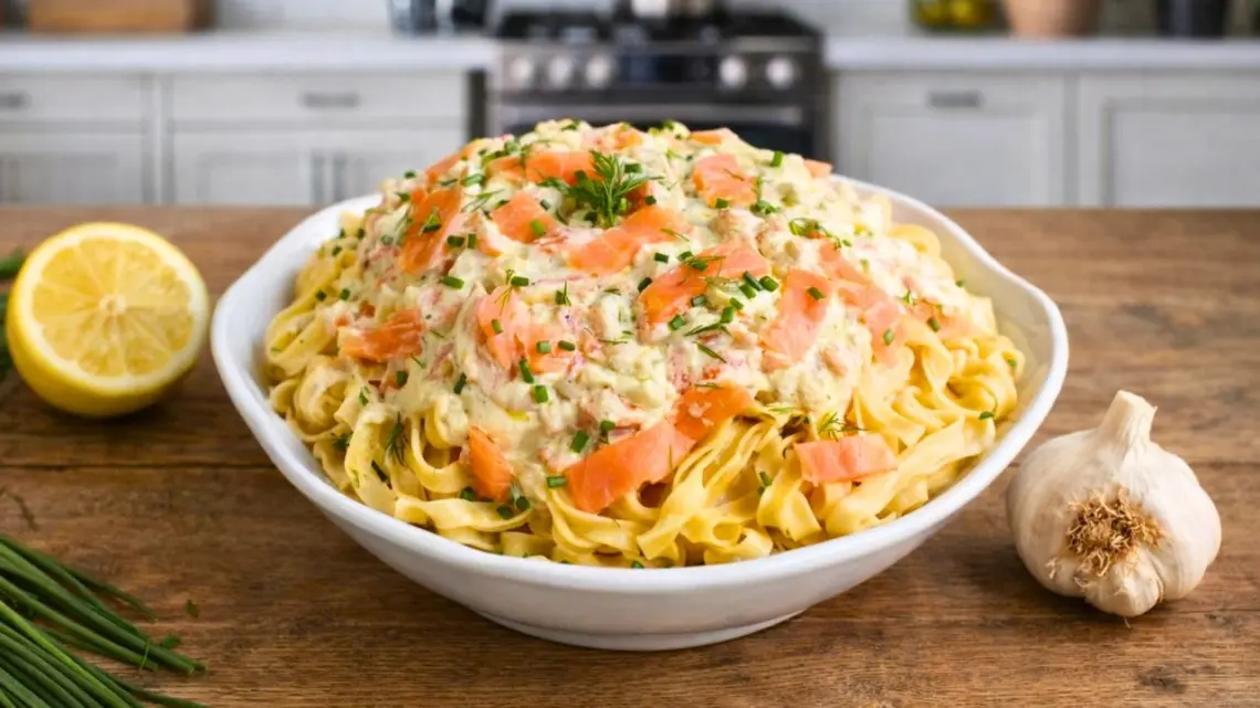 Pâtes au saumon fumé et à l'ail : un plat gourmand prêt en 10 minutes