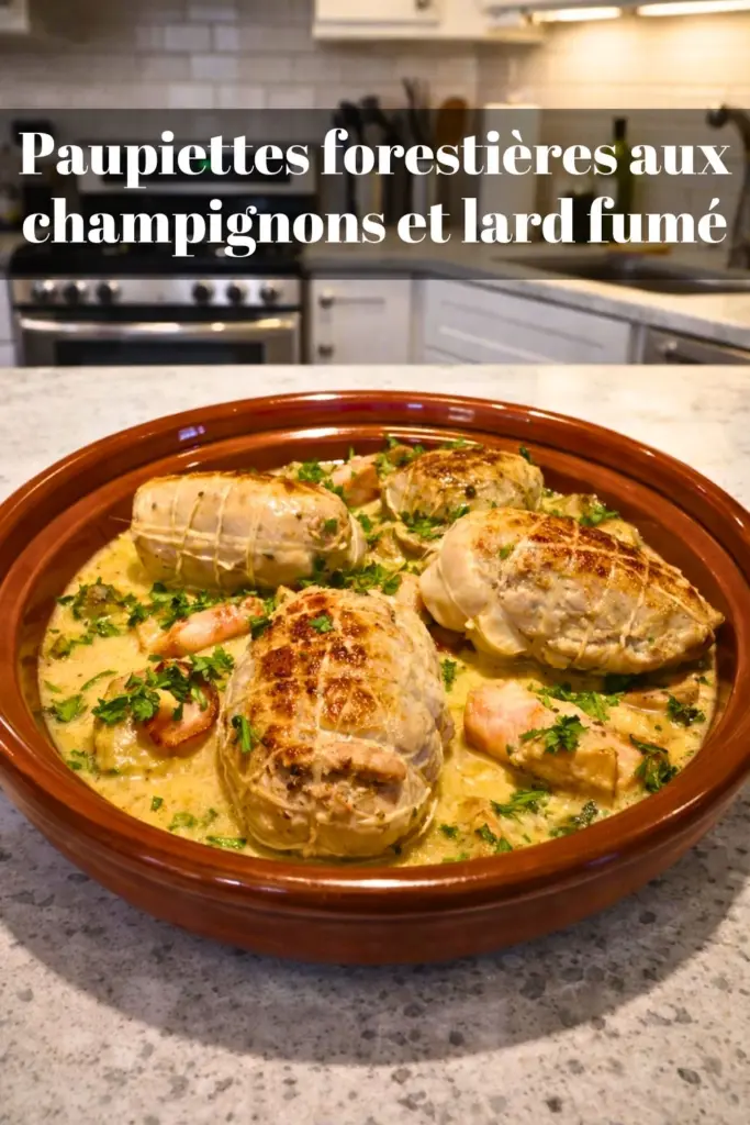Paupiettes forestières aux champignons et lard fumé : plat mijoté gourmand