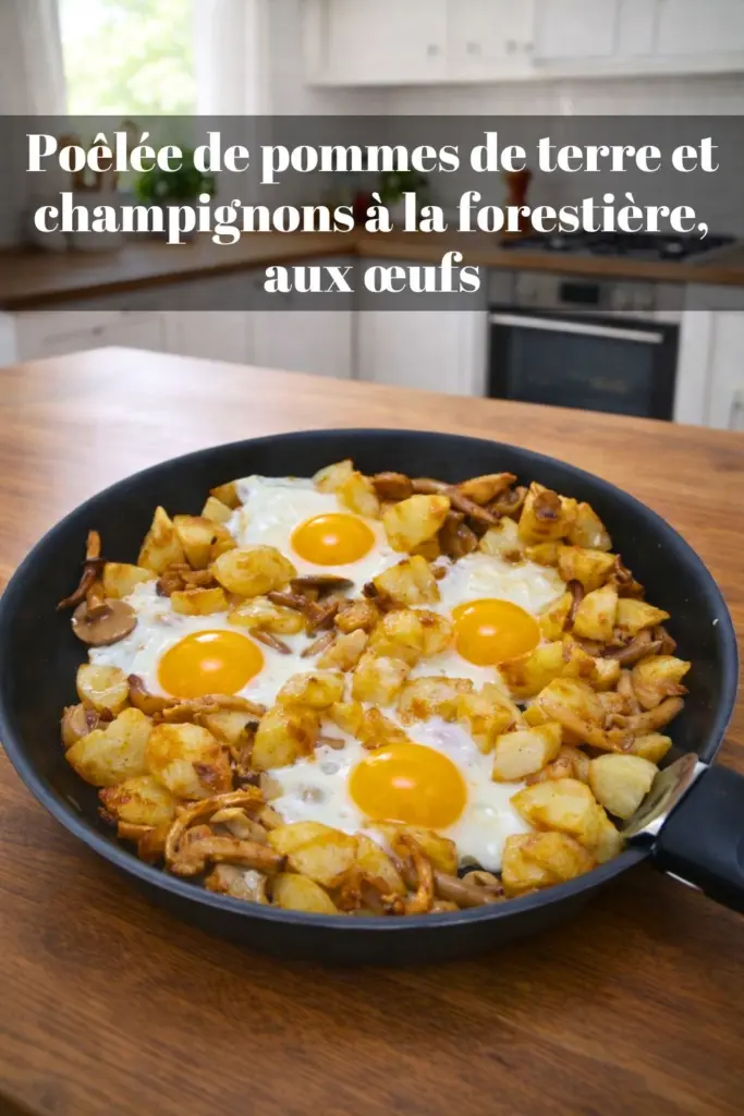Poêlée de pommes de terre et champignons à la forestière, aux œufs