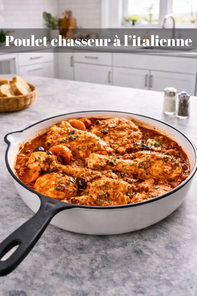 Poulet chasseur à l’italienne – recette maison mijotée
