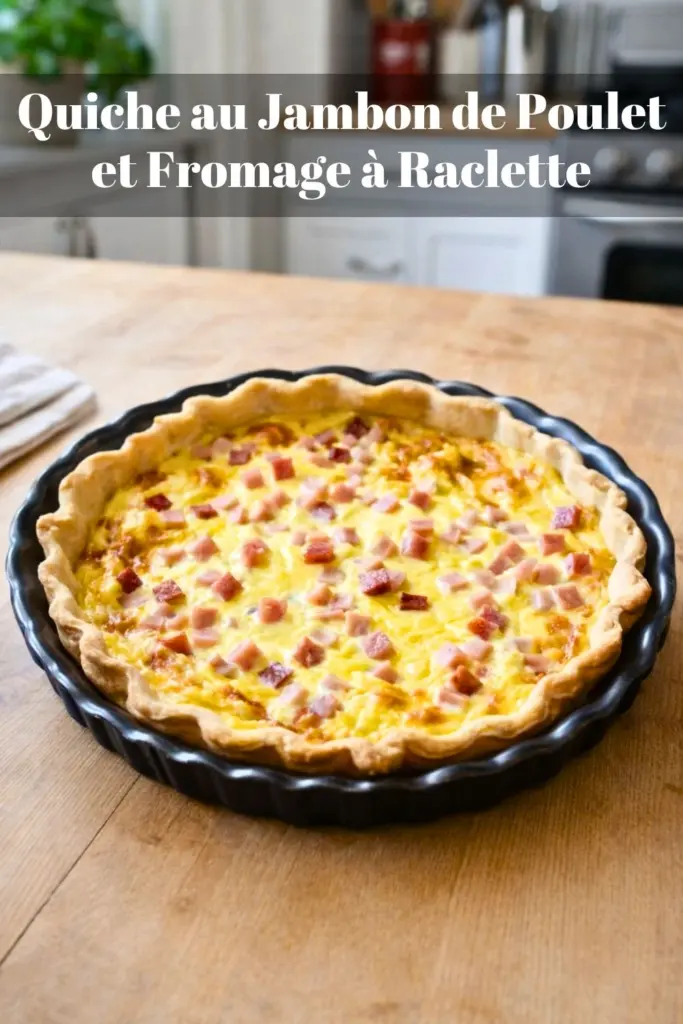 Quiche au Jambon de Poulet et Fromage à Raclette : ultra fondante et savoureuse