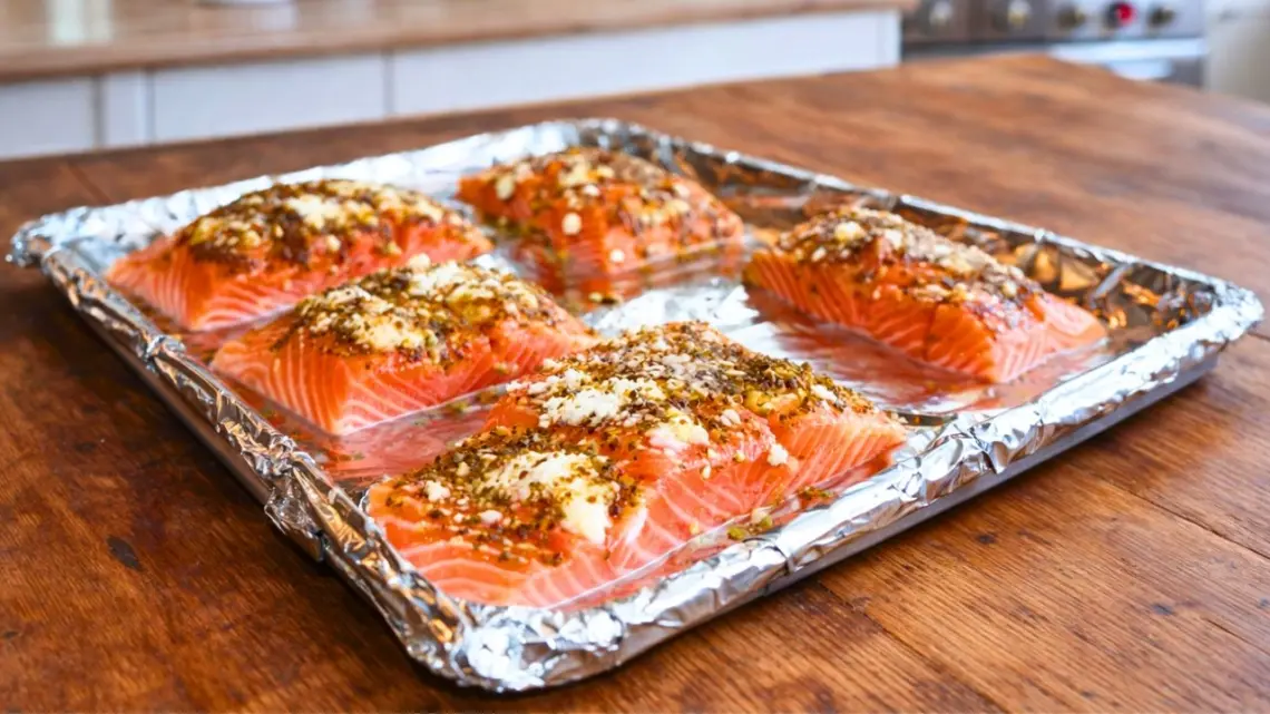 Saumon au chèvre, miel et moutarde à l’ancienne plat gourmand prêt en 15 minutes