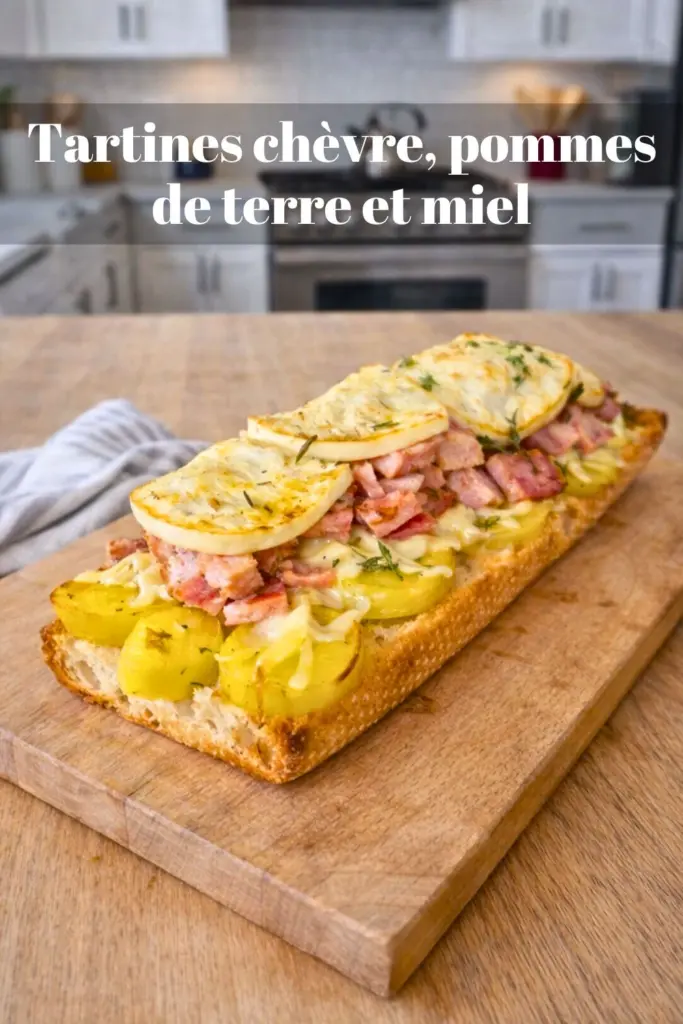 Tartines chèvre, pommes de terre et miel idée repas simple prête en 25 minutes