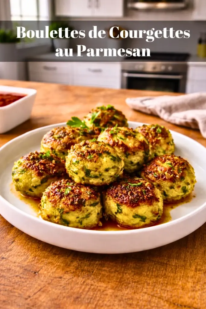 Boulettes de Courgettes au Parmesan, Cuites au Four avec Sauce Yaourt Citronnée
