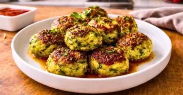 Boulettes de Courgettes au Parmesan, Cuites au Four avec Sauce Yaourt Citronnée