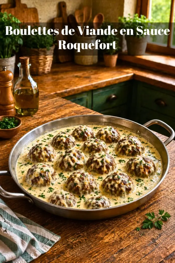 Boulettes de Viande en Sauce Roquefort : Un Plat Crémeux et Gourmand