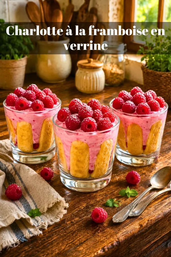 Charlotte à la framboise en verrine : dessert frais et léger prêt en 20 minutes