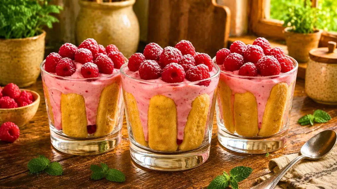 Charlotte à la framboise en verrine : dessert frais et léger prêt en 20 minutes