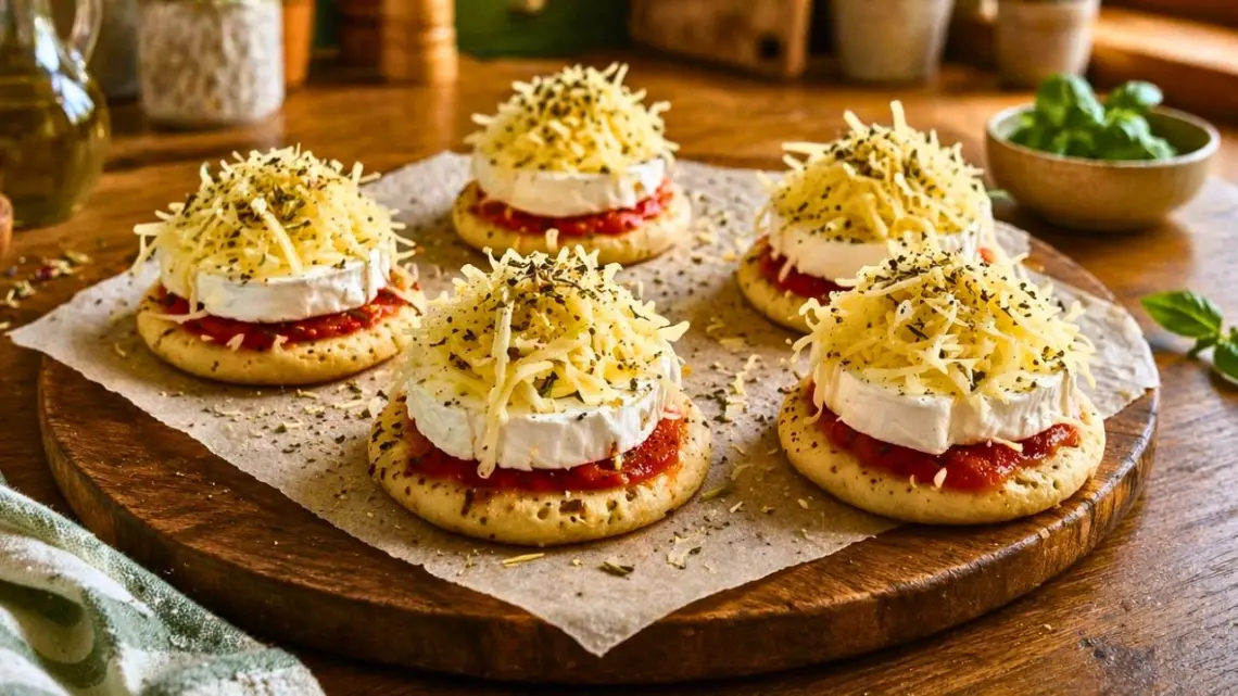 Mini blinis gratinés au chèvre et à la tomate : apéritif facile et rapide au four