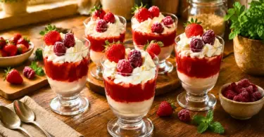 Mousse liégeoise aux fruits rouges en verrine : dessert frais, léger et gourmand