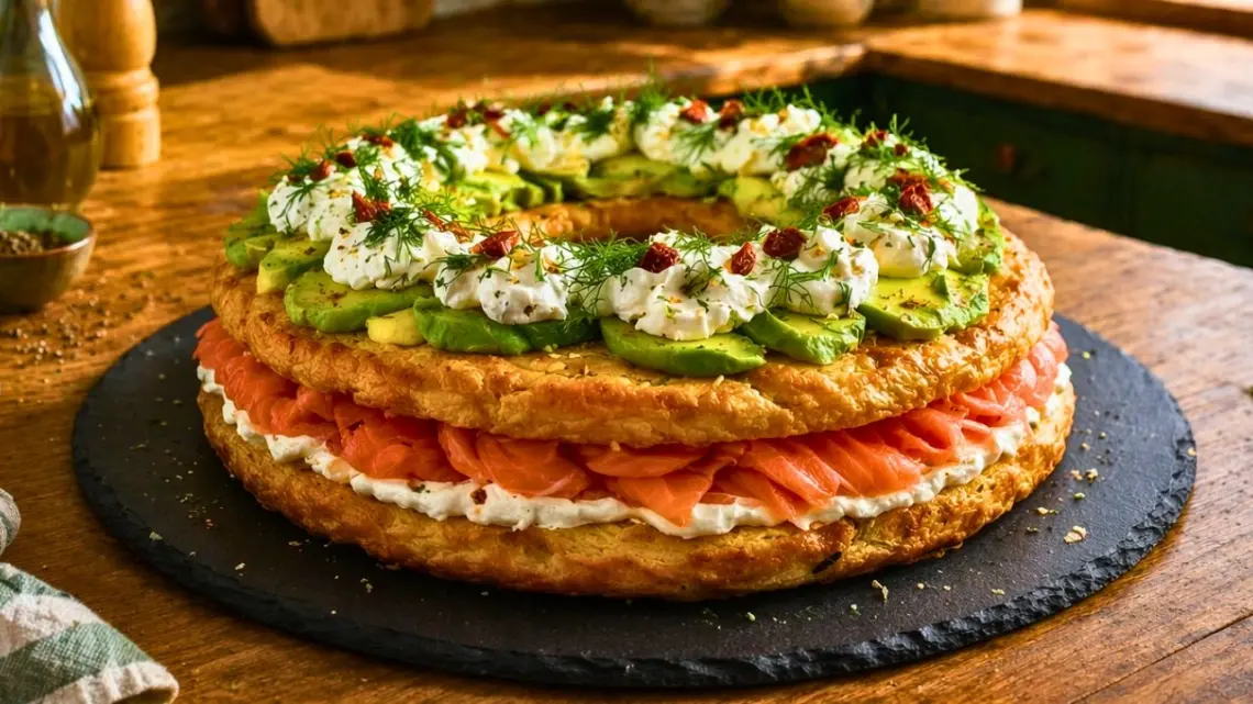 Paris-Brest salé au saumon fumé, avocat et fromage frais : idée apéritive élégante