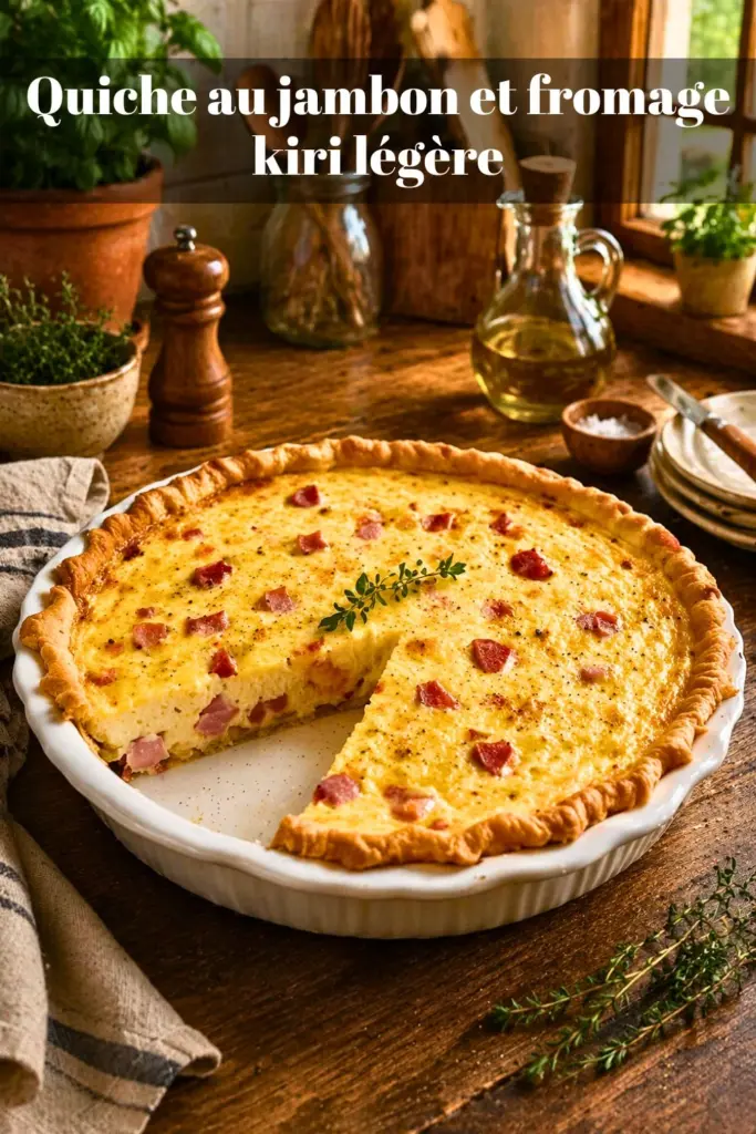 Quiche au jambon et fromage kiri légère : recette facile et rapide au four