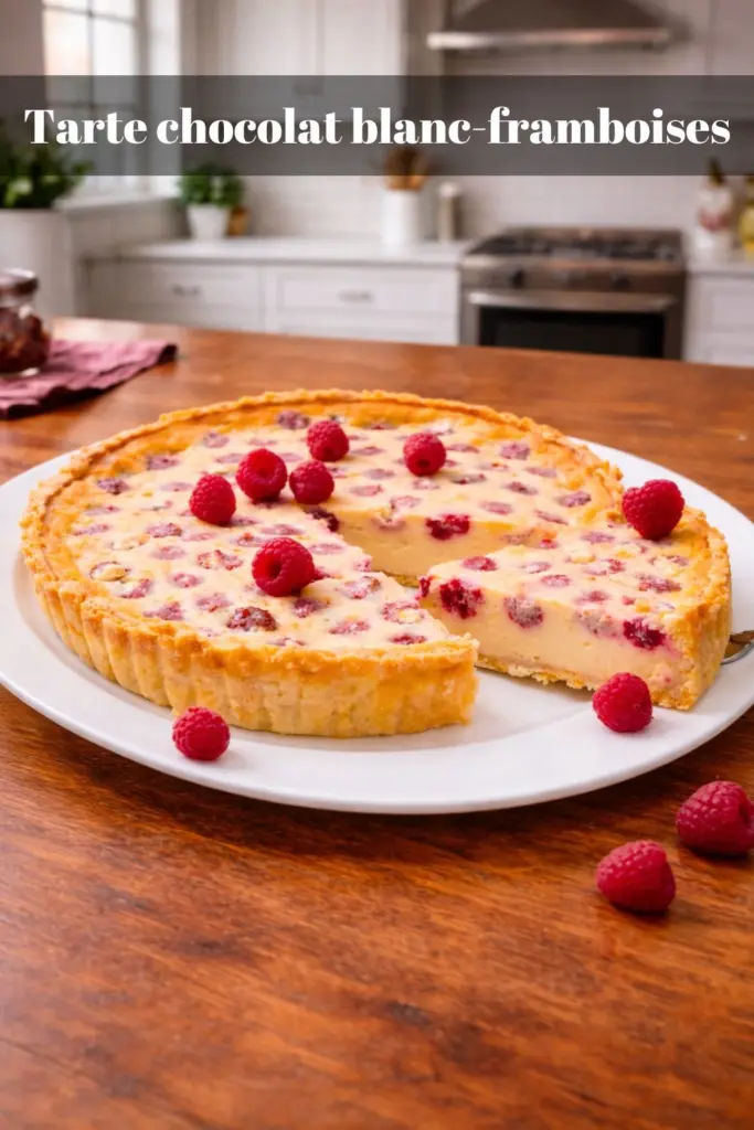 Tarte chocolat blanc-framboises