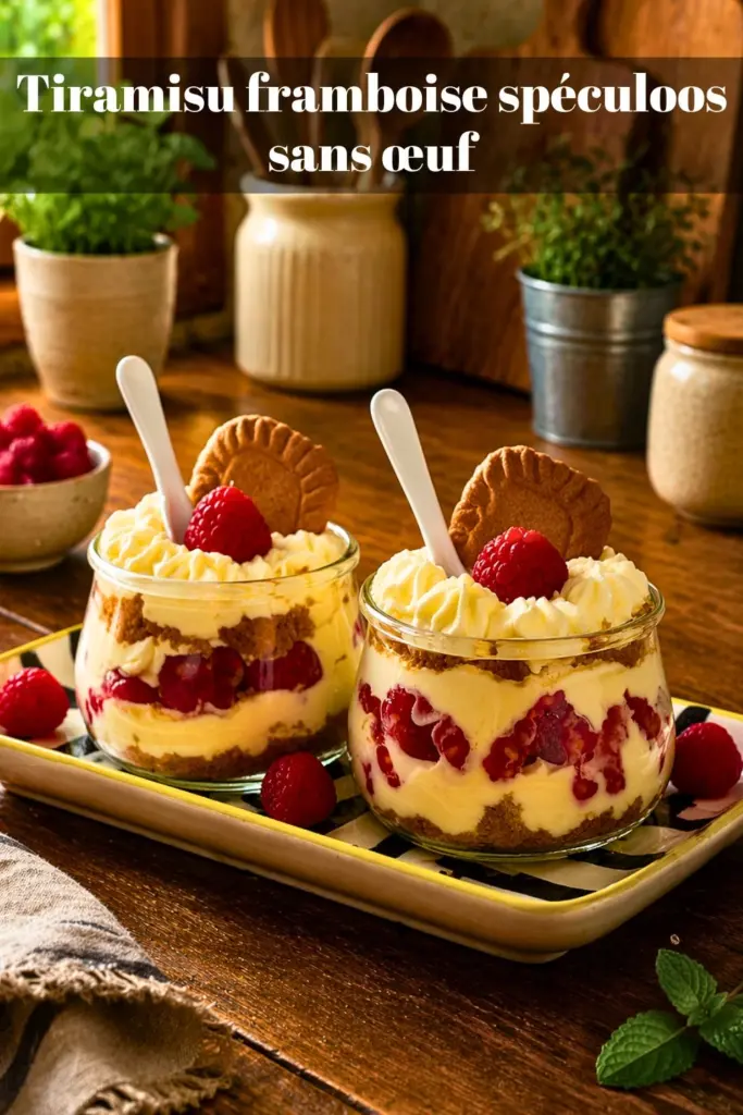Tiramisu framboise spéculoos sans œuf : dessert frais, facile et gourmand