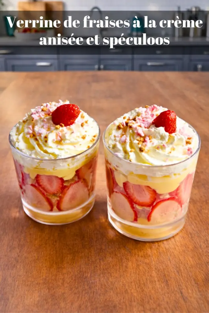Verrine de fraises à la crème anisée et spéculoos : dessert frais, facile et gourmand
