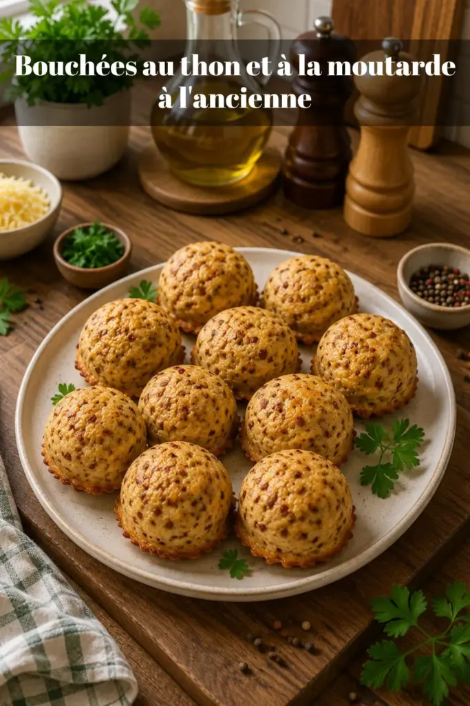 Bouchées au thon et à la moutarde à l'ancienne : recette facile pour apéritif gourmand