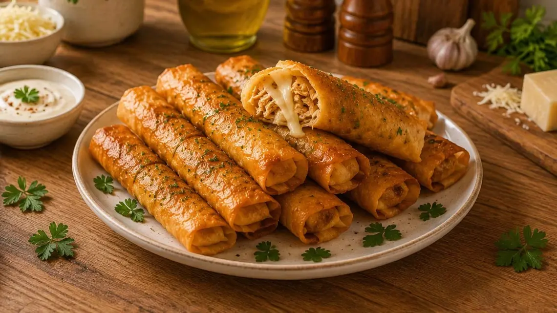 Cigares croustillants au poulet et fromage : recette facile et rapide au four