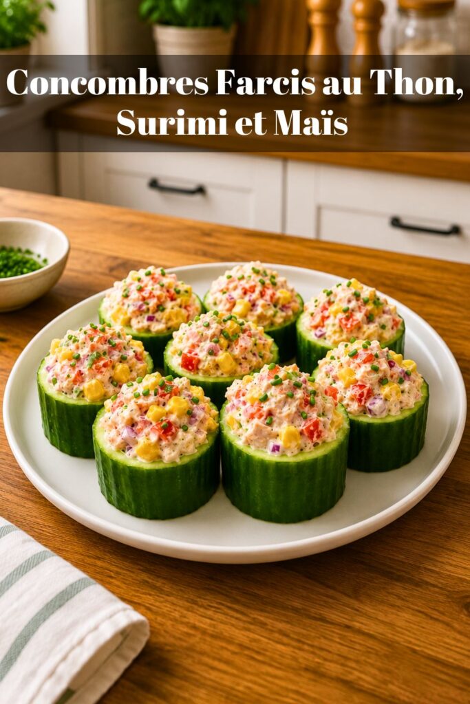 Concombres Farcis au Thon, Surimi et Maïs : Recette Fraîche et Facile