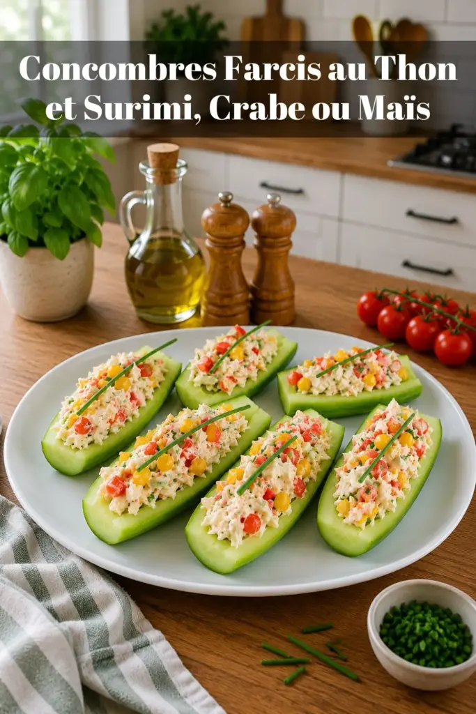 Concombres Farcis au Thon et Surimi, Crabe ou Maïs : Recette Fraîche et Légère