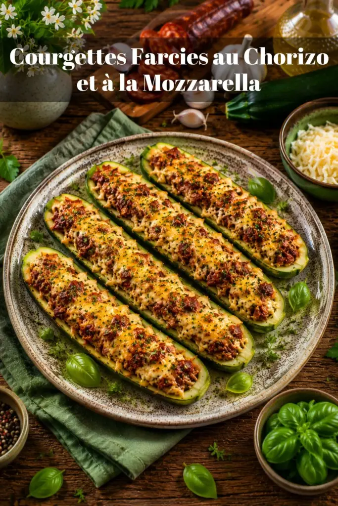 Courgettes Farcies au Chorizo et à la Mozzarella : Recette Facile et Gourmande au Four