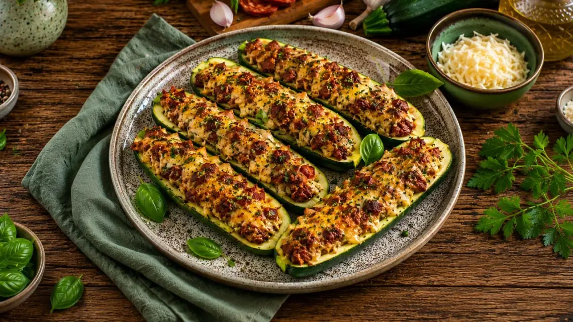 Courgettes Farcies au Chorizo et à la Mozzarella : Recette Facile et Gourmande au Four