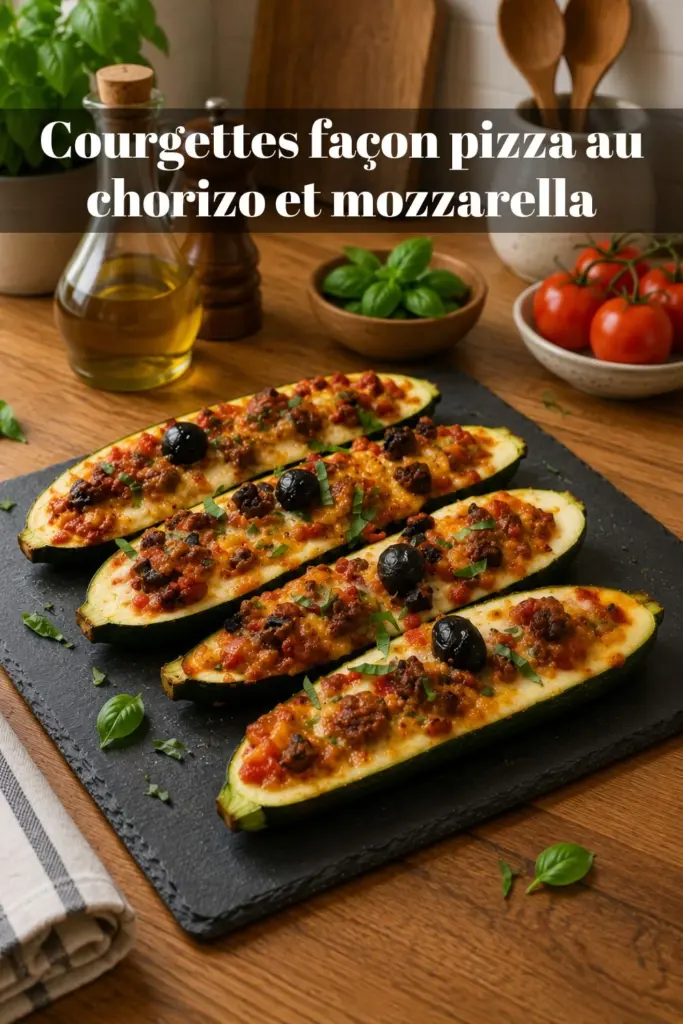 Courgettes façon pizza au chorizo et mozzarella : recette facile et gourmande