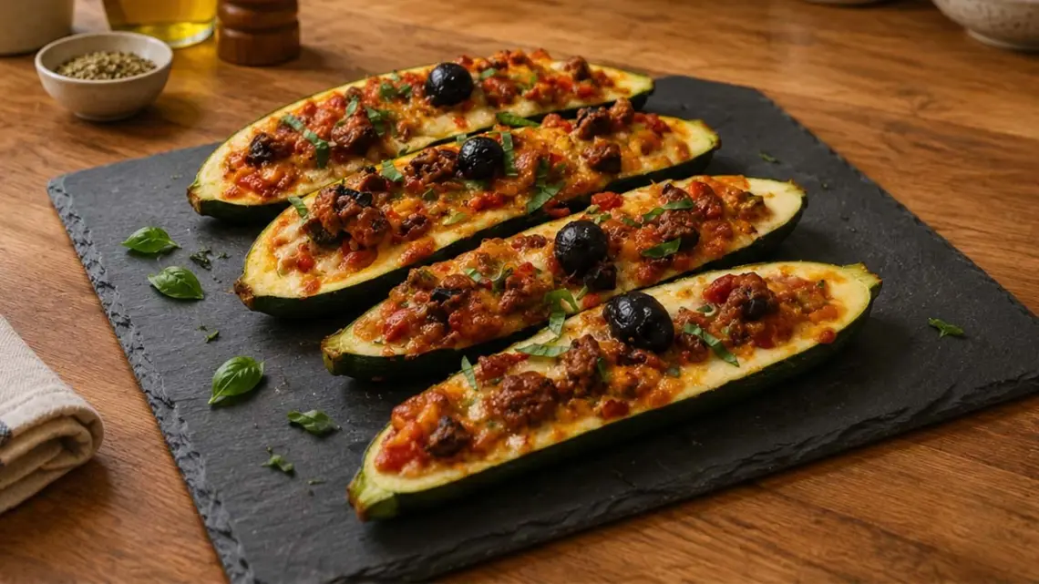Courgettes façon pizza au chorizo et mozzarella : recette facile et gourmande
