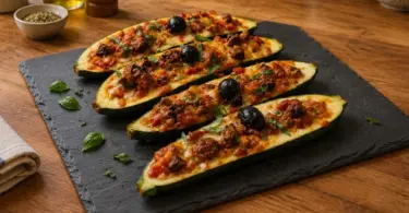 Courgettes façon pizza au chorizo et mozzarella : recette facile et gourmande